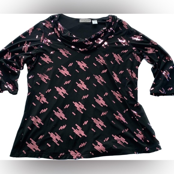 Notations Tops - Cowl neck top with sequins 3/4 sleeves size 18